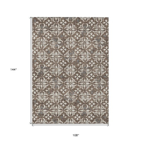 Homeroots 3' Black And Ivory Floral Washable Area Rug - Stylish And Versatile For Indoor Or Outdoor Use 9' X 12' Polyester 595935