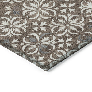Homeroots 3' Black And Ivory Floral Washable Area Rug - Stylish And Versatile For Indoor Or Outdoor Use 9' X 12' Polyester 595935