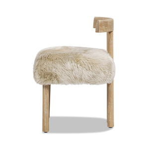 English Elm Jennifer Taylor Home - Arden Sheepskin Dining Chair 19.5" Natural Blonde Fur, Handcrafted Wood, Insulating Comfort B2719P321039