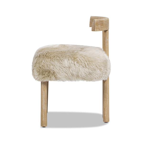 English Elm Jennifer Taylor Home - Arden Sheepskin Dining Chair 19.5" Natural Blonde Fur, Handcrafted Wood, Insulating Comfort B2719P321039