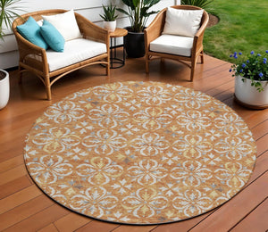 Homeroots 3' Black And Ivory Floral Washable Area Rug - Stylish And Versatile For Indoor Or Outdoor Use 8' Round Polyester 595939