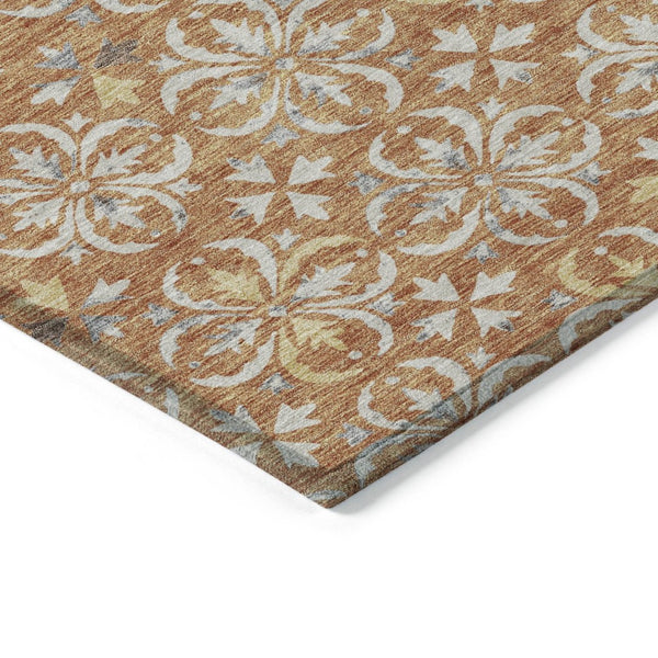 HomeRoots 5' Elegant Copper Gray and Beige Floral Area Rug - Machine Washable, Durable for Indoor & Outdoor Use 8' X 10' 595940