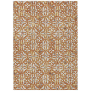 HomeRoots 5' Elegant Copper Gray and Beige Floral Area Rug - Machine Washable, Durable for Indoor & Outdoor Use 10' X 14' 595942