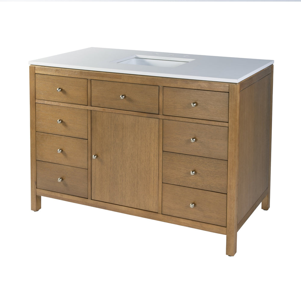 Butler Specialty Company Nora 48" Quartz Single Sink Vanity Set – Elegant Design With Modern Features Natural Mdf,Pine,Plywood,Rubberwood,White Quartz,Ceramic,Composite Wood,Acacia Wood,Oak Veneers 5959452-butler