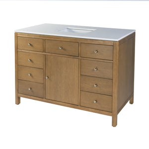 Butler Specialty Company Nora 48" Quartz Single Sink Vanity Set – Elegant Design With Modern Features Natural Mdf,Pine,Plywood,Rubberwood,White Quartz,Ceramic,Composite Wood,Acacia Wood,Oak Veneers 5959452-butler