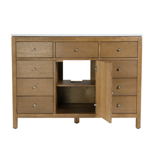 Butler Specialty Company Nora 48" Quartz Single Sink Vanity Set – Elegant Design With Modern Features Natural Mdf,Pine,Plywood,Rubberwood,White Quartz,Ceramic,Composite Wood,Acacia Wood,Oak Veneers 5959452-butler