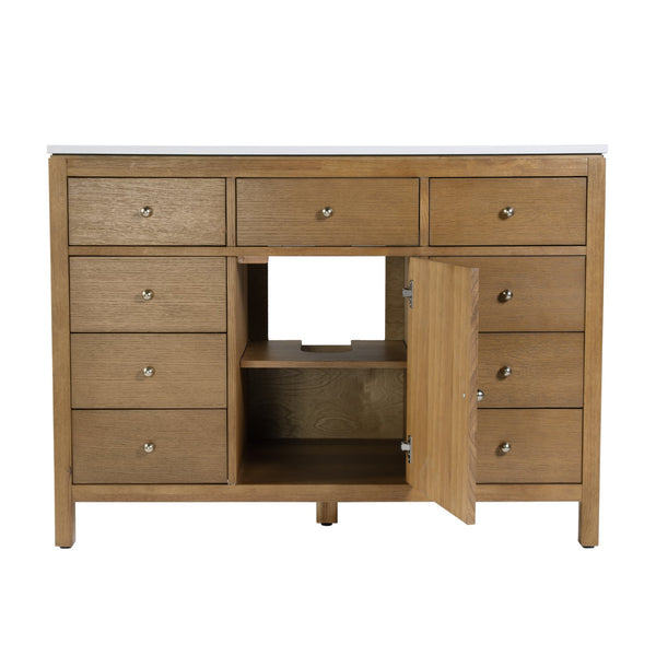 Butler Specialty Company Nora 48" Quartz Single Sink Vanity Set – Elegant Design With Modern Features Natural Mdf,Pine,Plywood,Rubberwood,White Quartz,Ceramic,Composite Wood,Acacia Wood,Oak Veneers 5959452-butler