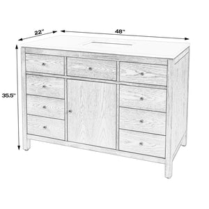 Butler Specialty Company Nora 48" Quartz Single Sink Vanity Set – Elegant Design With Modern Features Natural Mdf,Pine,Plywood,Rubberwood,White Quartz,Ceramic,Composite Wood,Acacia Wood,Oak Veneers 5959452-butler