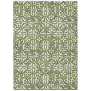 HomeRoots 5' Timeless Floral Area Rug - Durable, Washable Design for Indoor & Outdoor Use in Green, Gray, Ivory 8' X 10' 595946