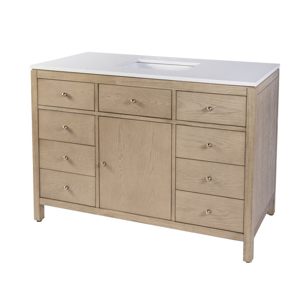Butler Specialty Company Nora 48" Quartz Single Sink Vanity Set – Elegant Design With Modern Features Light Brown Mdf,Pine,Plywood,Acacia,White Quartz,Ceramic,Composite Wood,Oak Veneers 5959492-butler