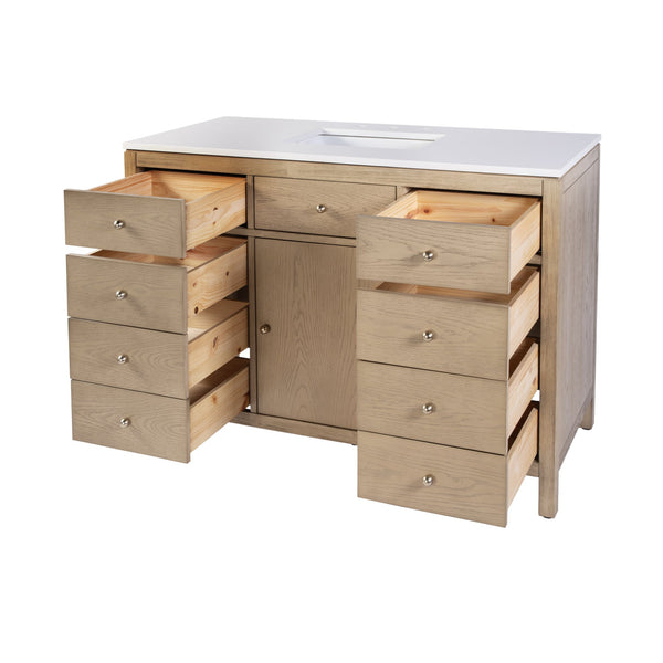 Butler Specialty Company Nora 48" Quartz Single Sink Vanity Set – Elegant Design With Modern Features Light Brown Mdf,Pine,Plywood,Acacia,White Quartz,Ceramic,Composite Wood,Oak Veneers 5959492-butler