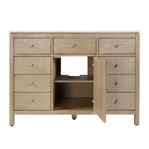 Butler Specialty Company Nora 48" Quartz Single Sink Vanity Set – Elegant Design With Modern Features Light Brown Mdf,Pine,Plywood,Acacia,White Quartz,Ceramic,Composite Wood,Oak Veneers 5959492-butler