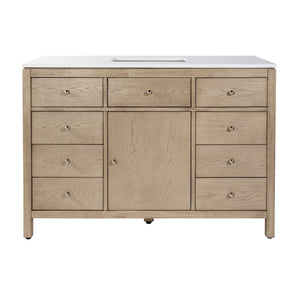 Butler Specialty Company Nora 48" Quartz Single Sink Vanity Set – Elegant Design With Modern Features Light Brown Mdf,Pine,Plywood,Acacia,White Quartz,Ceramic,Composite Wood,Oak Veneers 5959492-butler