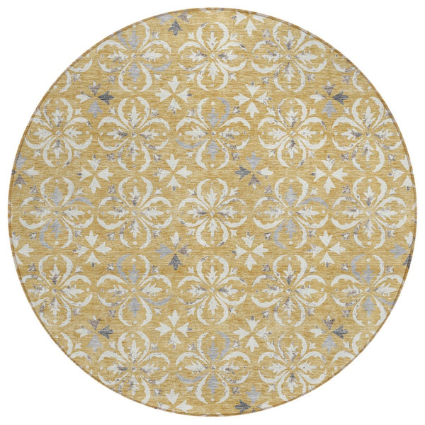 HomeRoots 5' Premium Floral Area Rug - Durable, Washable, Stylish Design for Indoor and Outdoor Use 8' Round 595951