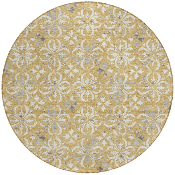 Homeroots 3' Black And Ivory Floral Washable Area Rug - Stylish And Versatile For Indoor Or Outdoor Use 8' Round Polyester 595951