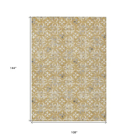 Homeroots 3' Black And Ivory Floral Washable Area Rug - Stylish And Versatile For Indoor Or Outdoor Use 9' X 12' Polyester 595953