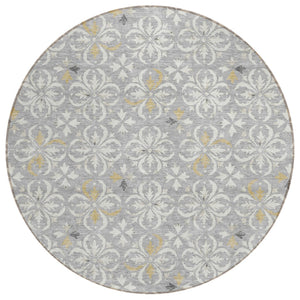 HomeRoots 5' Timeless Floral Indoor Outdoor Area Rug - Durable, Washable Design for High-Traffic Spaces 8' Round 595957