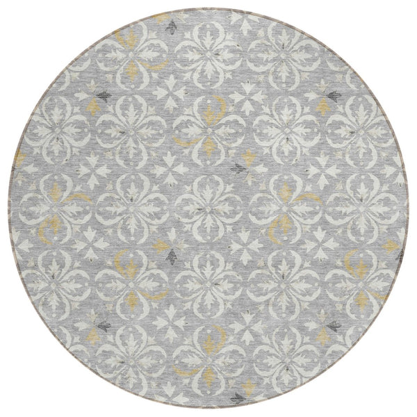 HomeRoots 5' Timeless Floral Indoor Outdoor Area Rug - Durable, Washable Design for High-Traffic Spaces 8' Round 595957