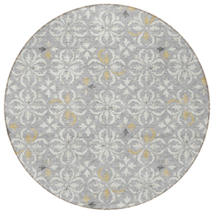Homeroots 3' Black And Ivory Floral Washable Area Rug - Stylish And Versatile For Indoor Or Outdoor Use 8' Round Polyester 595957