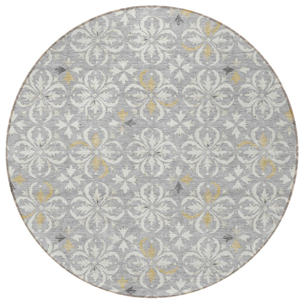 Homeroots 3' Black And Ivory Floral Washable Area Rug - Stylish And Versatile For Indoor Or Outdoor Use 8' Round Polyester 595957