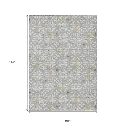 Homeroots 3' Black And Ivory Floral Washable Area Rug - Stylish And Versatile For Indoor Or Outdoor Use 9' X 12' Polyester 595959