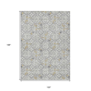 Homeroots 3' Black And Ivory Floral Washable Area Rug - Stylish And Versatile For Indoor Or Outdoor Use 10' X 14' Polyester 595960