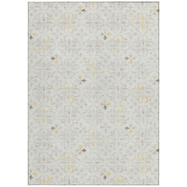 Homeroots 3' Black And Ivory Floral Washable Area Rug - Stylish And Versatile For Indoor Or Outdoor Use 5' X 8' Polyester 595962