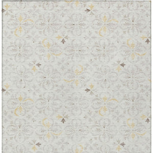 Homeroots 3' Black And Ivory Floral Washable Area Rug - Stylish And Versatile For Indoor Or Outdoor Use 5' X 8' Polyester 595962