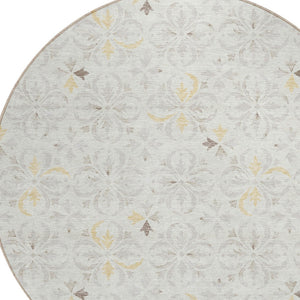 Homeroots 3' Black And Ivory Floral Washable Area Rug - Stylish And Versatile For Indoor Or Outdoor Use 8' Round Polyester 595963