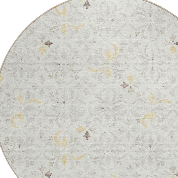 Homeroots 3' Black And Ivory Floral Washable Area Rug - Stylish And Versatile For Indoor Or Outdoor Use 8' Round Polyester 595963