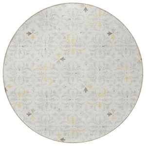 Homeroots 3' Black And Ivory Floral Washable Area Rug - Stylish And Versatile For Indoor Or Outdoor Use 8' Round Polyester 595963