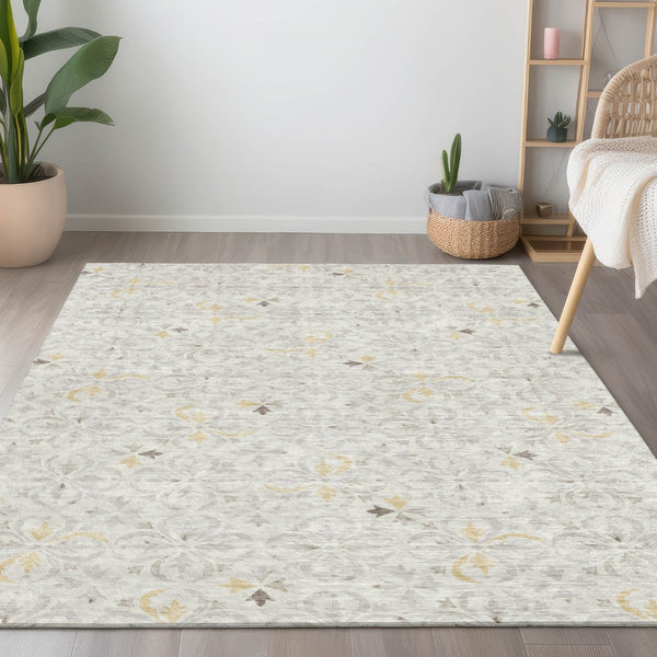 Homeroots 3' Black And Ivory Floral Washable Area Rug - Stylish And Versatile For Indoor Or Outdoor Use 8' X 10' Polyester 595964