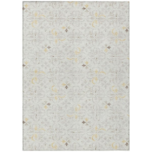 HomeRoots 9' X 12' Washable Ivory Gray Gold Floral Area Rug - Durable, Stylish, Perfect for Indoor & Outdoor Use 595965