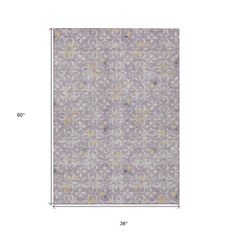 Homeroots 3' Black And Ivory Floral Washable Area Rug - Stylish And Versatile For Indoor Or Outdoor Use 3' X 5' Polyester 595967