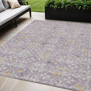 Homeroots 3' Black And Ivory Floral Washable Area Rug - Stylish And Versatile For Indoor Or Outdoor Use 5' X 8' Polyester 595968
