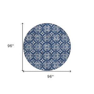 Homeroots 3' Black And Ivory Floral Washable Area Rug - Stylish And Versatile For Indoor Or Outdoor Use 8' Round Polyester 595975