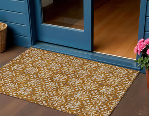 Homeroots 3' Black And Ivory Floral Washable Area Rug - Stylish And Versatile For Indoor Or Outdoor Use 3' X 5' Polyester 595979