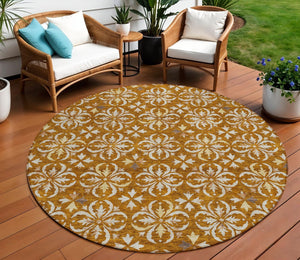 Homeroots 3' Black And Ivory Floral Washable Area Rug - Stylish And Versatile For Indoor Or Outdoor Use 8' Round Polyester 595981