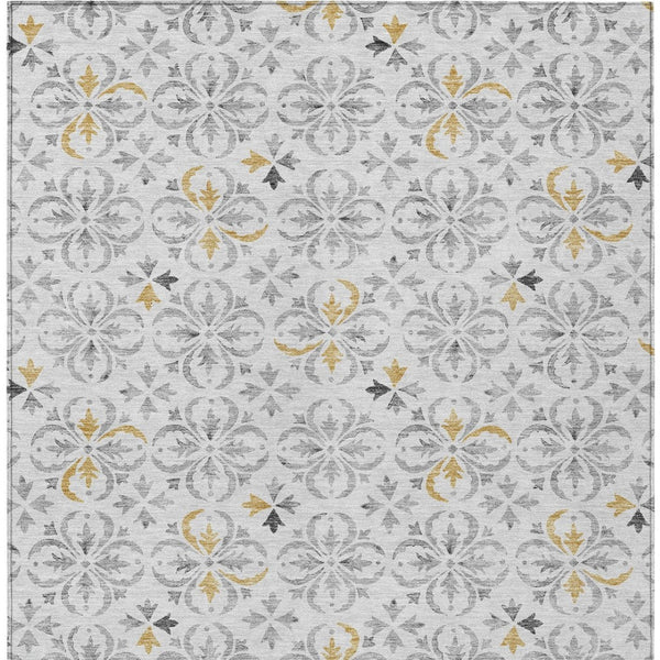 Homeroots 3' Black And Ivory Floral Washable Area Rug - Stylish And Versatile For Indoor Or Outdoor Use 5' X 8' Polyester 595986
