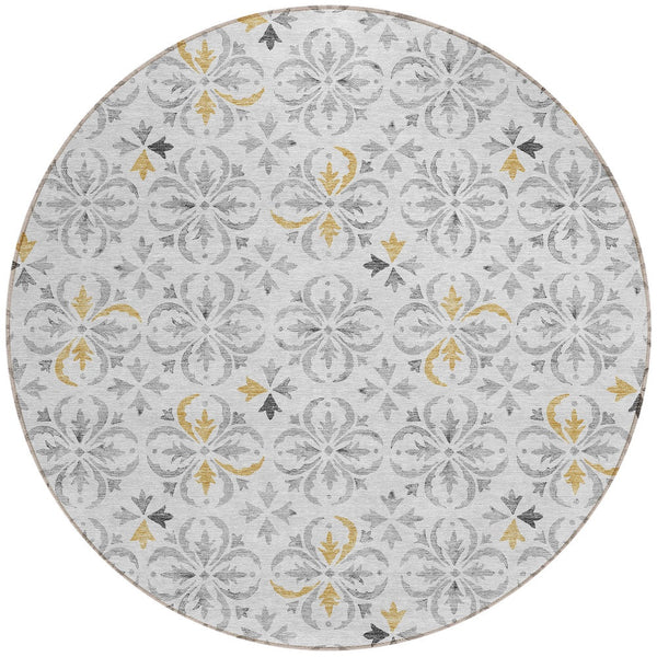 Homeroots 3' Black And Ivory Floral Washable Area Rug - Stylish And Versatile For Indoor Or Outdoor Use 8' Round Polyester 595987
