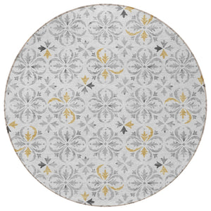Homeroots 3' Black And Ivory Floral Washable Area Rug - Stylish And Versatile For Indoor Or Outdoor Use 8' Round Polyester 595987