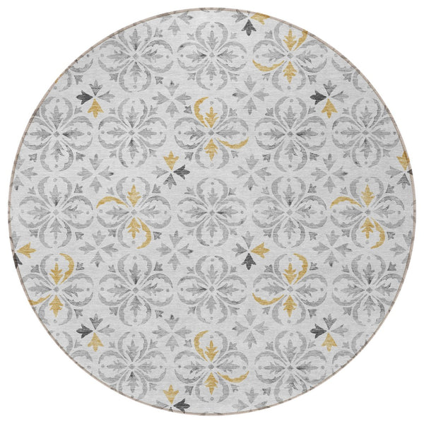 Homeroots 3' Black And Ivory Floral Washable Area Rug - Stylish And Versatile For Indoor Or Outdoor Use 8' Round Polyester 595987