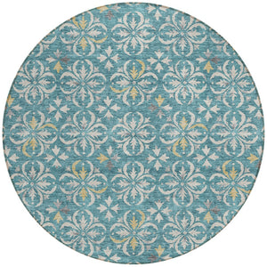 Homeroots 3' Black And Ivory Floral Washable Area Rug - Stylish And Versatile For Indoor Or Outdoor Use 8' Round Polyester 595993