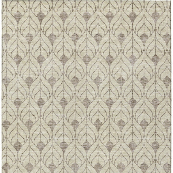 Homeroots 3' Beige And Taupe Geometric Washable Area Rug For Indoor Or Outdoor Use - Stylish And Durable 3' X 5' Polyester 595997