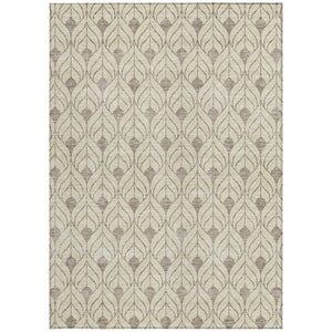 Homeroots 3' Beige And Taupe Geometric Washable Area Rug For Indoor Or Outdoor Use - Stylish And Durable 5' X 8' Polyester 595998