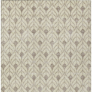 Homeroots 3' Beige And Taupe Geometric Washable Area Rug For Indoor Or Outdoor Use - Stylish And Durable 5' X 8' Polyester 595998