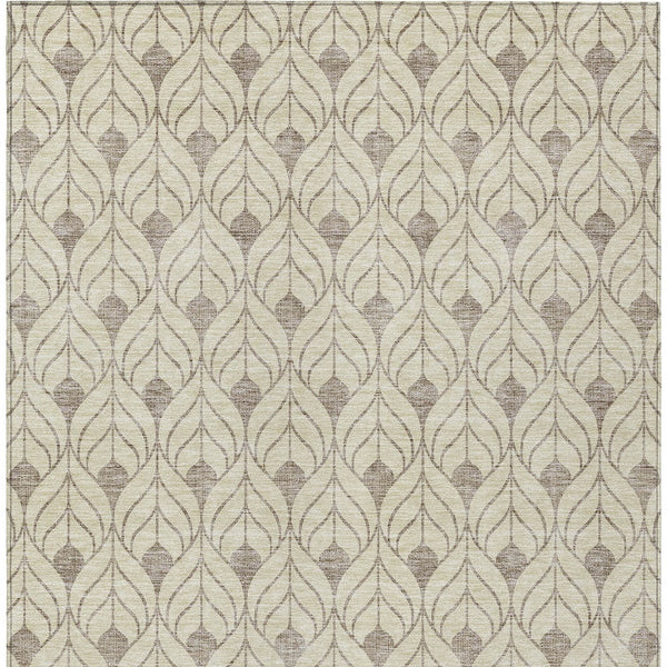 Homeroots 3' Beige And Taupe Geometric Washable Area Rug For Indoor Or Outdoor Use - Stylish And Durable 5' X 8' Polyester 595998