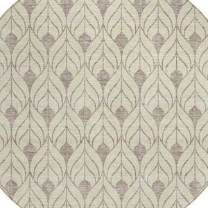 Homeroots 3' Beige And Taupe Geometric Washable Area Rug For Indoor Or Outdoor Use - Stylish And Durable 8' Round Polyester 595999