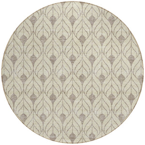 Homeroots 3' Beige And Taupe Geometric Washable Area Rug For Indoor Or Outdoor Use - Stylish And Durable 8' Round Polyester 595999