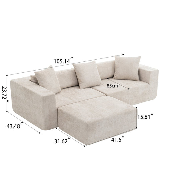 English Elm Modular L-Shaped Lounge Chair & Cloud Sofa – No Installation, Deep Seat Comfort For Living Rooms & Bedrooms W2012S00010